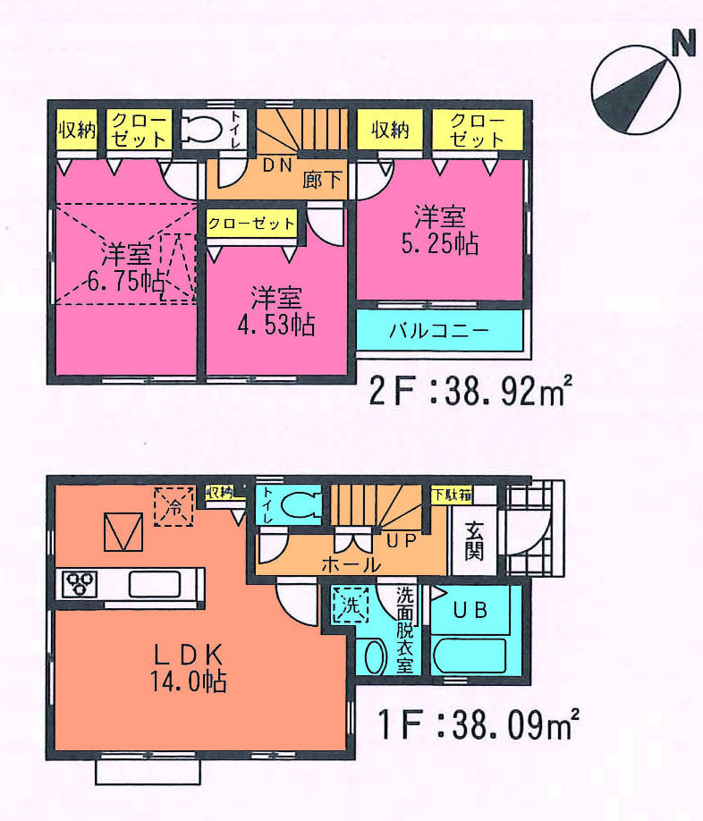 Floor plan. 25,800,000 yen, 3LDK, Land area 100.15 sq m , Building area 77.01 sq m