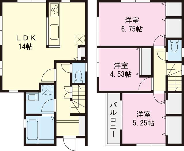 Floor plan. 24,800,000 yen, 3LDK, Land area 100.15 sq m , Building area 77.01 sq m