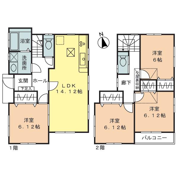 Floor plan. 35,800,000 yen, 4LDK, Land area 125.08 sq m , Building area 9.43 sq m