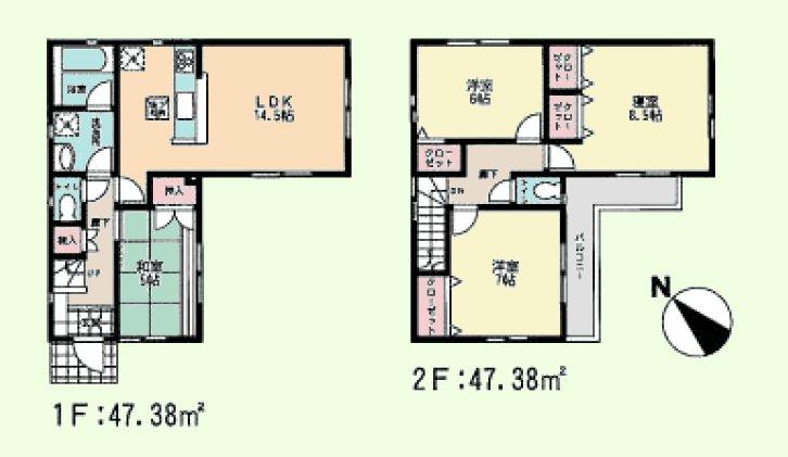 Floor plan. 27,800,000 yen, 4LDK, Land area 115.76 sq m , Building area 94.76 sq m