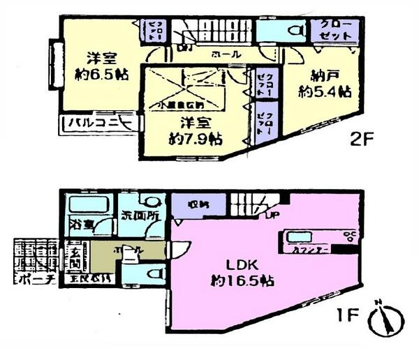 Floor plan. 28.8 million yen, 3LDK, Land area 81.12 sq m , Building area 89.42 sq m