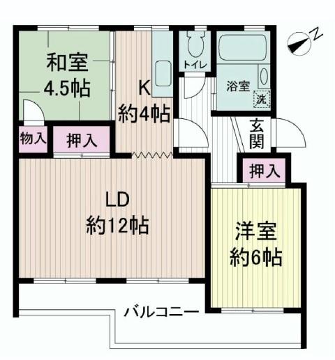 Floor plan. 2LDK, Price 6.6 million yen, Occupied area 57.16 sq m , Balcony area 9.24 sq m