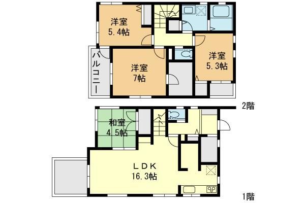 Floor plan. (Building 2), Price 49,800,000 yen, 4LDK, Land area 137.21 sq m , Building area 99.16 sq m