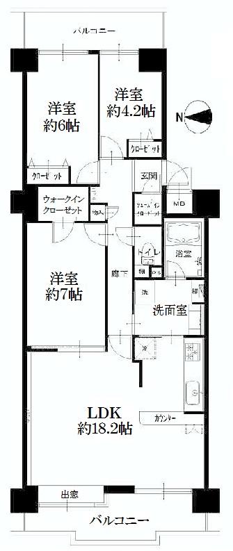 Floor plan. 3LDK, Price 21.9 million yen, Occupied area 80.56 sq m , Balcony area 17.26 sq m