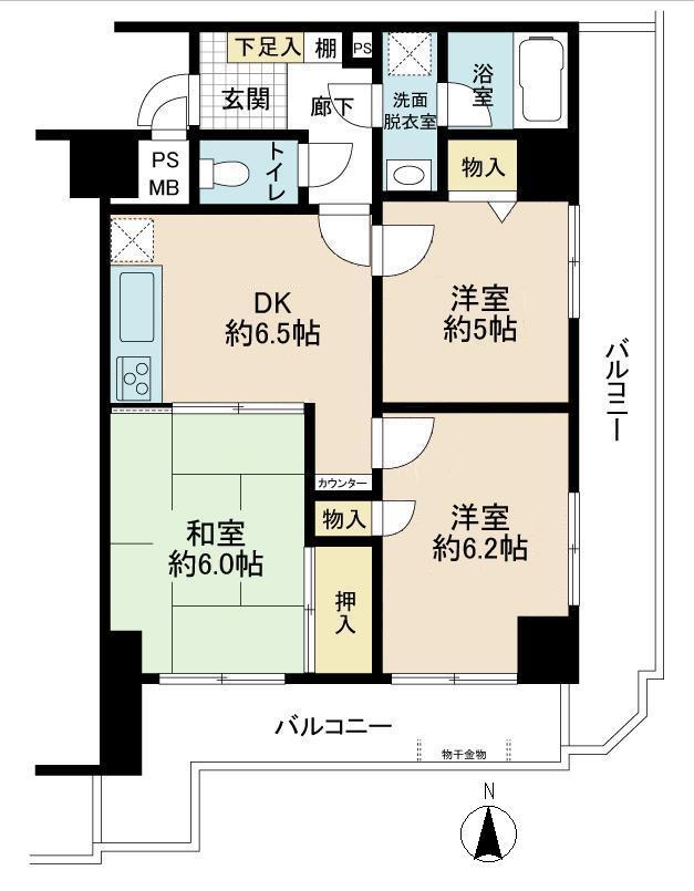 Floor plan. 3DK, Price 9.8 million yen, Occupied area 53.88 sq m , Balcony area 20.29 sq m floor plan