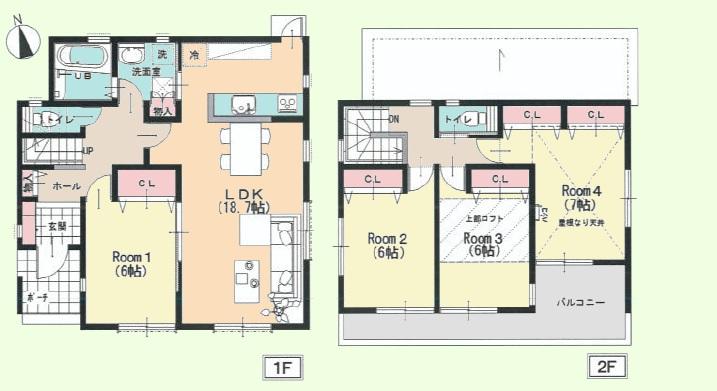 Floor plan. 46,300,000 yen, 4LDK, Land area 197.24 sq m , Building area 125.81 sq m