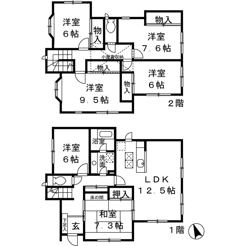 Floor plan. 49,800,000 yen, 6LDK, Land area 268.76 sq m , Building area 140.56 sq m