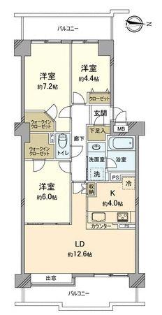 Floor plan. 3LDK, Price 21.9 million yen, Footprint 77.4 sq m , Balcony area 18.03 sq m management system good