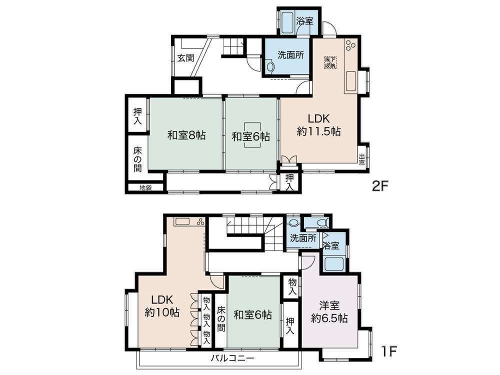 Floor plan. 34,800,000 yen, 2LLDDKK, Land area 230 sq m , Building area 133.43 sq m 2 family house