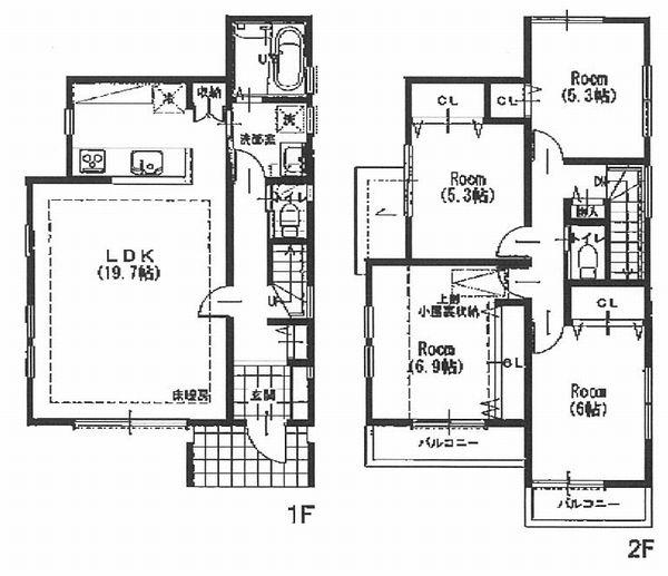 Floor plan. (6 Building), Price 40,958,000 yen, 4LDK, Land area 130.97 sq m , Building area 102.67 sq m
