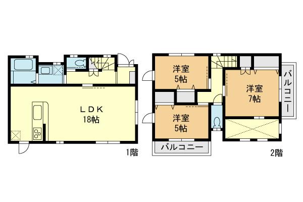Floor plan. 34,958,000 yen, 3LDK, Land area 100.51 sq m , Building area 80.37 sq m building floor plan