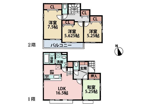 Floor plan. 43,800,000 yen, 4LDK, Land area 141.69 sq m , Building area 98.12 sq m closet rich and dismissed the room neat!