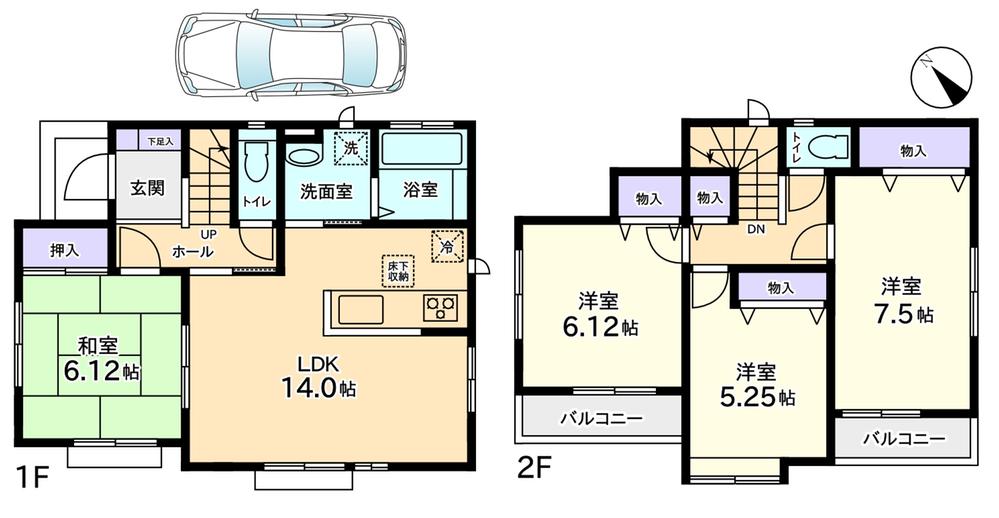 Floor plan. 37,800,000 yen, 4LDK, Land area 118.87 sq m , Building area 93.98 sq m 1 Building: 37,800,000 yen
