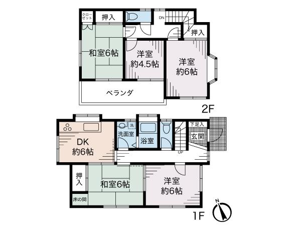 Floor plan. 24,900,000 yen, 5DK, Land area 109.75 sq m , Building area 87.36 sq m