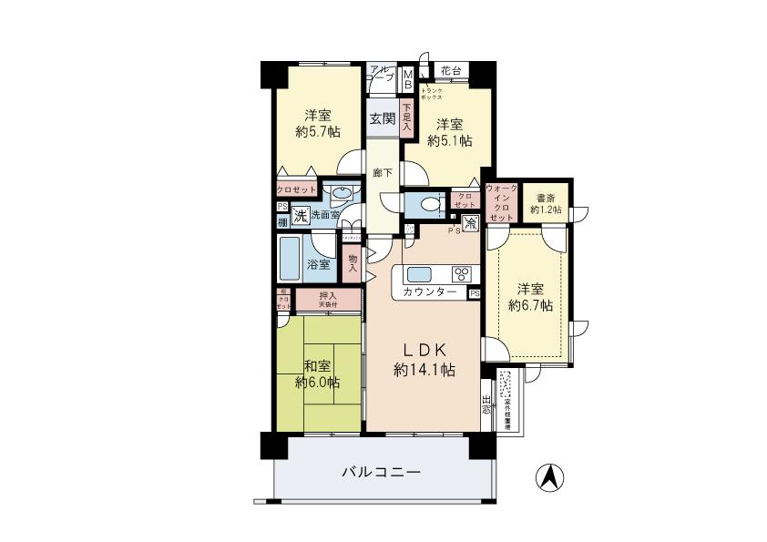 Floor plan. 4LDK, Price 26,800,000 yen, Occupied area 83.02 sq m , Balcony area 13.4 sq m