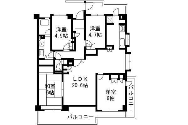 Floor plan. 4LDK, Price 24,800,000 yen, Occupied area 95.77 sq m , Balcony area 24.38 sq m