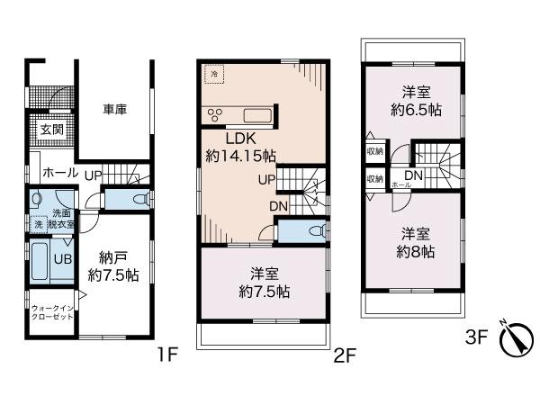 Floor plan. (2 compartment), Price 43.2 million yen, 3LDK+S, Land area 79.83 sq m , Building area 114.21 sq m