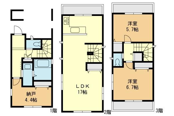 Floor plan. 27,800,000 yen, 2LDK+S, Land area 52.84 sq m , Between the building area 93.11 sq m A Building floor plan