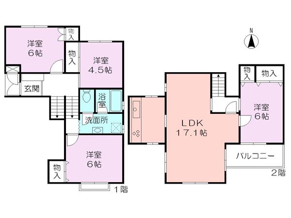 Floor plan. 4LDK, Price 25,800,000 yen, Occupied area 89.63 sq m , 4LDK of balcony area 4.96 sq m maisonette