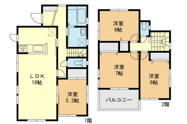 Floor plan. (3 Building), Price 41,958,000 yen, 4LDK, Land area 125.5 sq m , Building area 100.19 sq m