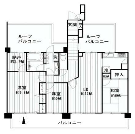 Floor plan. 3LDK+S, Price 27,900,000 yen, Occupied area 89.75 sq m , Balcony area 23.6 sq m top floor ・ South-facing per, Per yang ・ View ・ Ventilation good