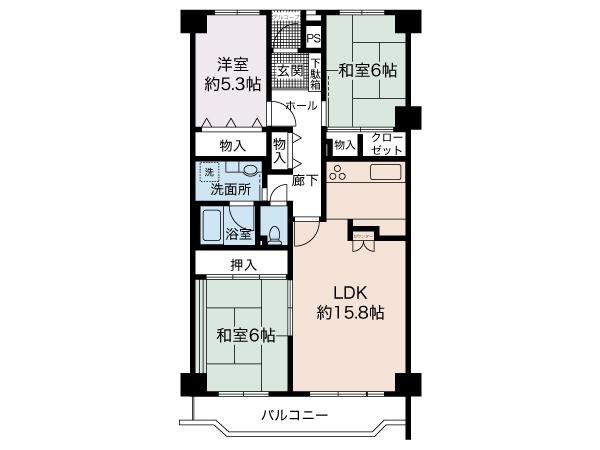 Floor plan. 3LDK, Price 20.8 million yen, Occupied area 80.89 sq m , Balcony area 8.36 sq m