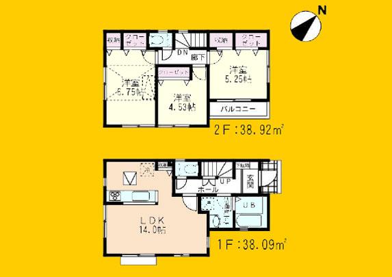 Floor plan. (1 Building), Price 25,800,000 yen, 3LDK, Land area 100.15 sq m , Building area 77.01 sq m