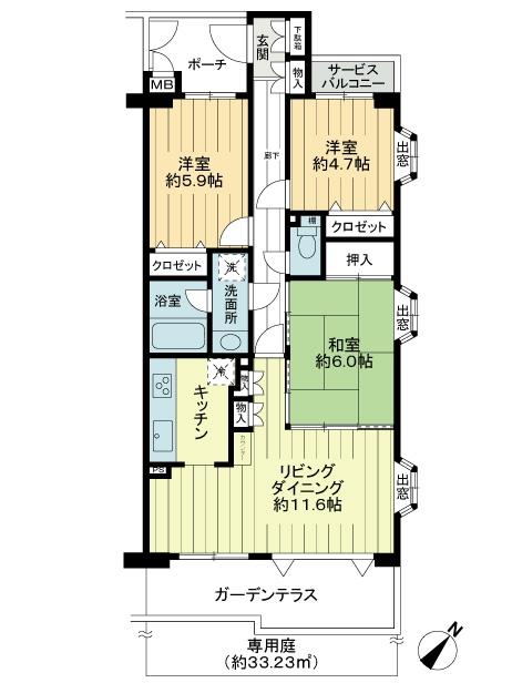 Floor plan. 3LDK, Price 22,800,000 yen, Occupied area 72.05 sq m