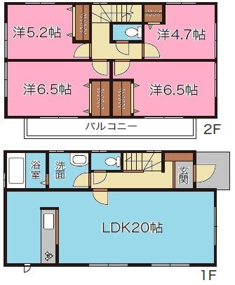 Floor plan. 46,800,000 yen, 4LDK, Land area 152.56 sq m , Building area 97.7 sq m
