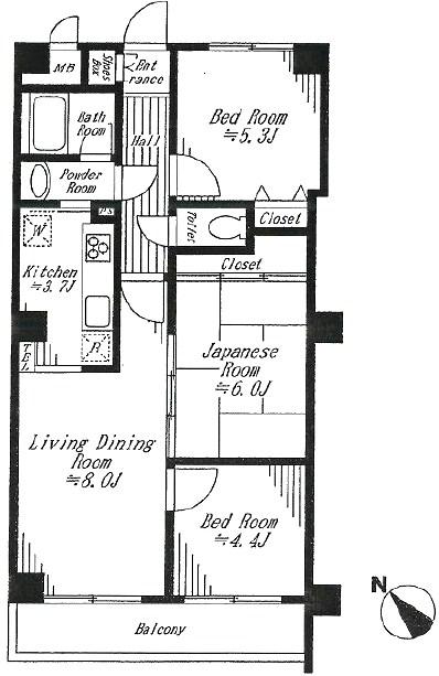 Floor plan. 3LDK, Price 19.9 million yen, Occupied area 60.26 sq m , Balcony area 6.48 sq m