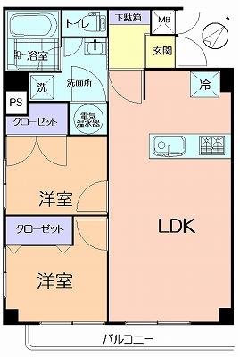Floor plan. 3DK, Price 21,800,000 yen, Occupied area 60.21 sq m , Balcony area 5.74 sq m