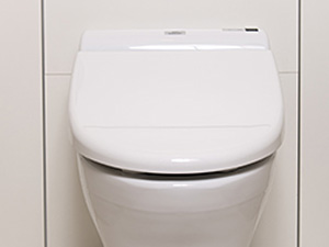 Bathing-wash room.  [Cabinet toilet] Friendly water-saving in the household to the environment. There are housed on both sides of the cabinet, Also provided wash-basin.