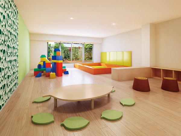 Shared facilities.  [Kids Room] As a playroom for small children, Also useful as a space to play even on a rainy day "Kids Room". The room, Offers, such as toys and picture books. Also, Because in the "Children's Room" is provided also a lounge space, While watching the figure Playing children, You can also enjoy communication between parents. (Kids Room Rendering CG)