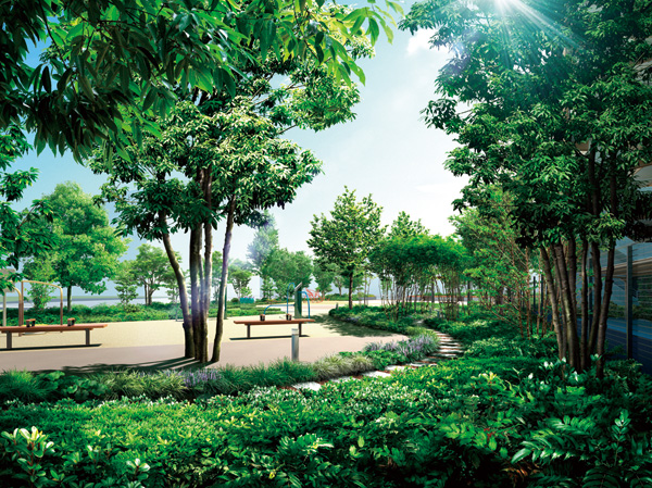 Shared facilities.  [Circle Garden] It was designed around a circular plaza "Circle Garden" is, Exactly is a vast garden to enjoy the encounter and petting. In addition to plants of the four seasons that was including the cherry, Also provided play equipment for children to play, We plan to all generations of the family can enjoy. (Circle Garden Rendering CG)