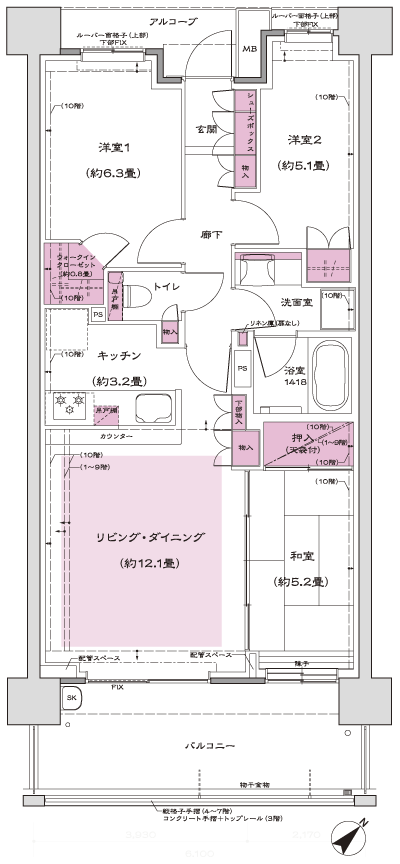 Floor: 3LDK + WIC, the occupied area: 70.26 sq m, Price: TBD