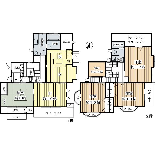 Floor plan. 74,800,000 yen, 4LDK + 2S (storeroom), Land area 203.33 sq m , Building area 174.3 sq m