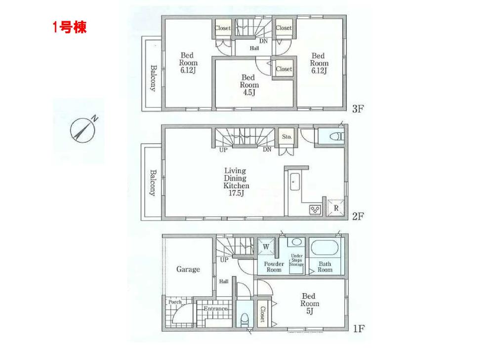 Floor plan. (1 Building), Price 41,800,000 yen, 4LDK, Land area 60.37 sq m , Building area 102.25 sq m