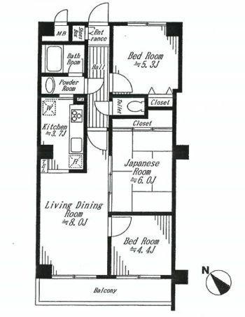 Floor plan. 3LDK, Price 19.9 million yen, Occupied area 60.26 sq m , Balcony area 6.48 sq m