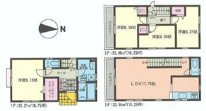 Floor plan. 33,500,000 yen, 4LDK, Land area 65.53 sq m , Building area 100.23 sq m