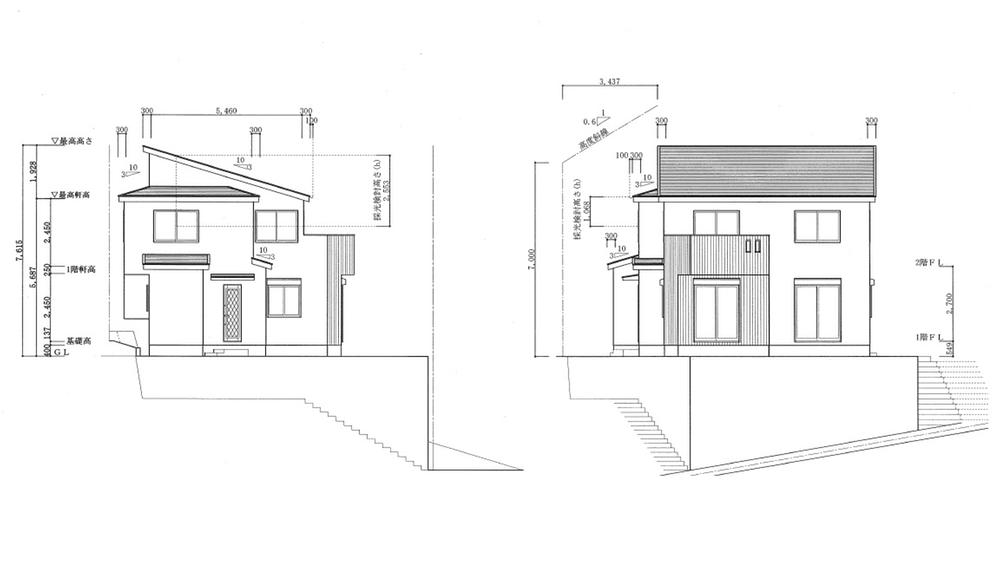 Rendering (appearance). South ・ It is an elevational view of the west face. Because there is a road and the step, Day is good! 