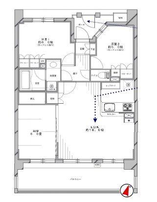 Floor plan. 3LDK, Price 29,800,000 yen, Occupied area 68.88 sq m , Balcony area 15.4 sq m Floor