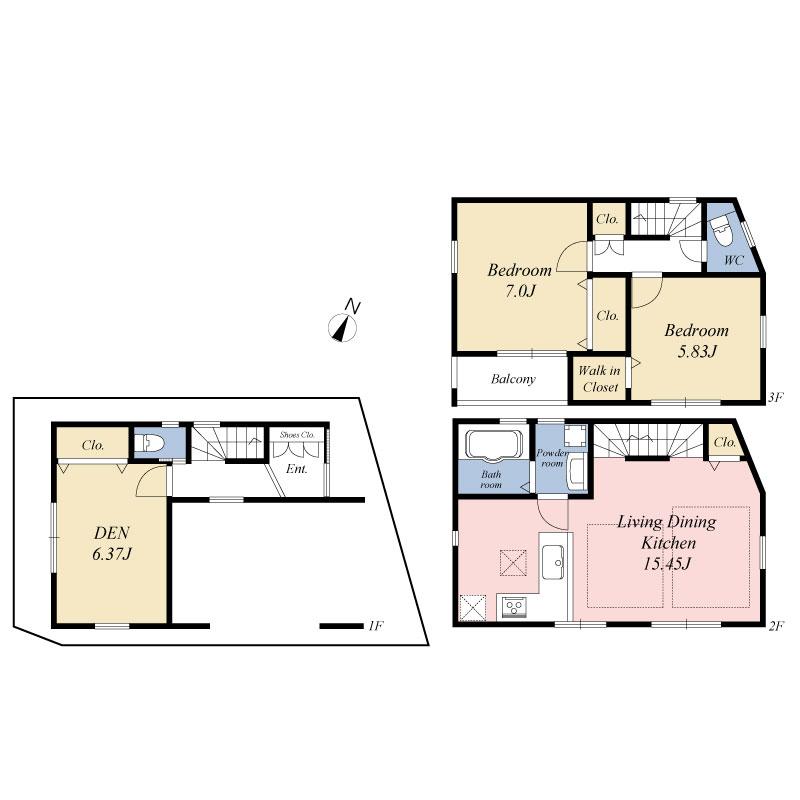 Floor plan. 37.5 million yen, 2LDK + S (storeroom), Land area 47.13 sq m , Building area 99.76 sq m