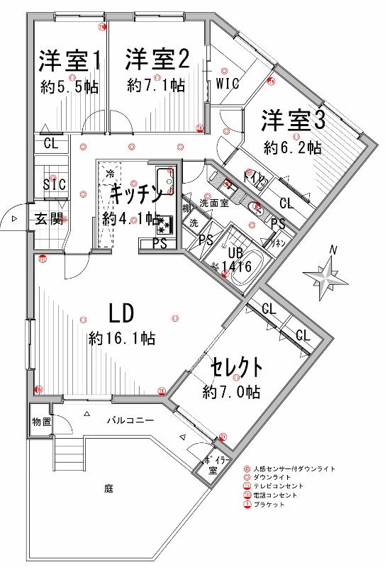 Floor plan. 4LDK, Price 27,900,000 yen, Footprint 105.71 sq m , Balcony area 7.33 sq m