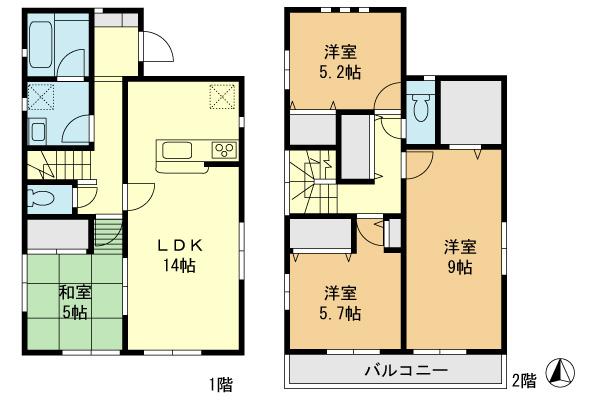 Floor plan. (4 Building), Price 35,800,000 yen, 4LDK, Land area 102.34 sq m , Building area 95.58 sq m