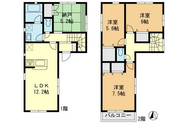 Floor plan. (5 Building), Price 37,800,000 yen, 3LDK+S, Land area 102.78 sq m , Building area 86.66 sq m