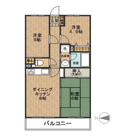 Floor plan. 3DK, Price 13.2 million yen, Occupied area 53.31 sq m , Balcony area 6.89 sq m