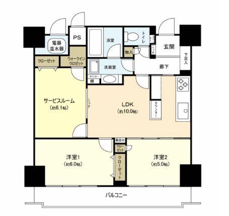 Floor plan. 2LDK+S, Price 29.4 million yen, Occupied area 63.72 sq m , Balcony area 8 sq m 2SLDK + WIC