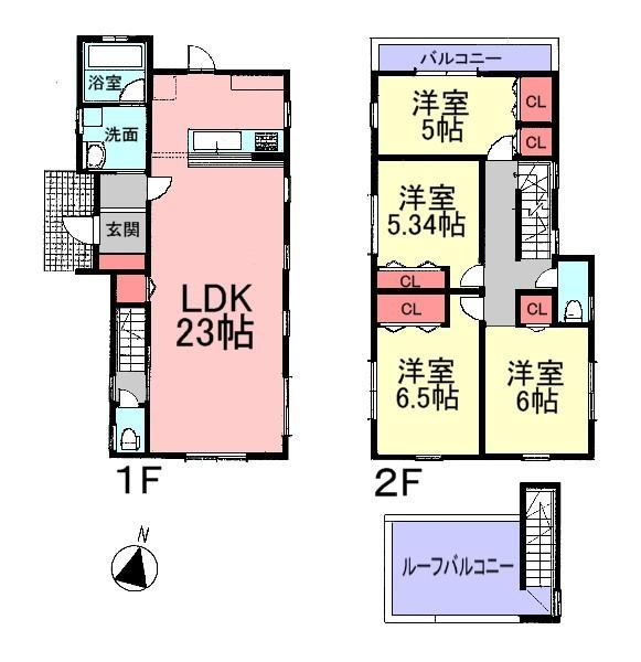 Floor plan. (3 Building), Price 35,800,000 yen, 4LDK, Land area 108.89 sq m , Building area 108.87 sq m