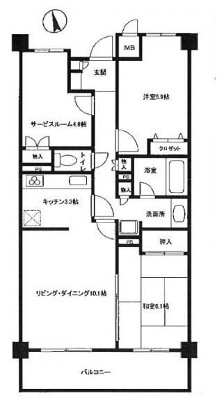 Floor plan. 3LDK, Price 34,800,000 yen, Occupied area 71.79 sq m , Balcony area 9.47 sq m