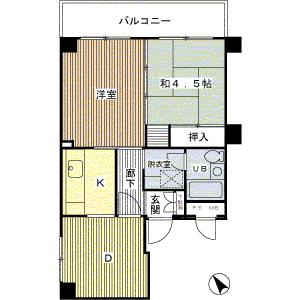 Floor plan. 2DK, Price 9.5 million yen, Occupied area 41.02 sq m , Balcony area 6.6 sq m